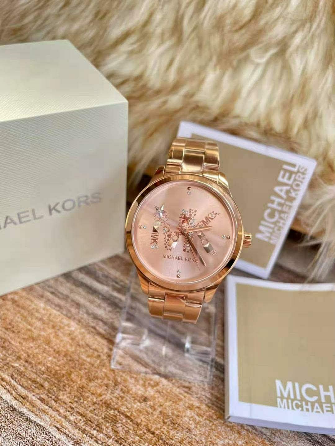 Elegant Rose Gold Floral Crystal Ladies Watch (Lux4less)