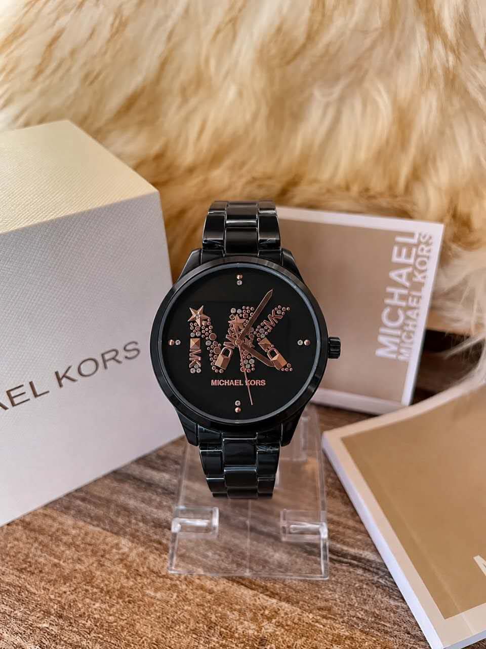 Elegant Rose Gold Floral Crystal Ladies Watch (Lux4less)